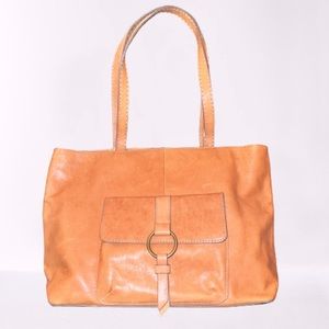 Frye “Madison” Harness Ring Camel Leather Tote